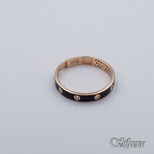 Auksinis žiedas su emaliu ir cirkoniais AZ580; 18,5 mm
