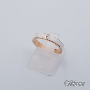 Auksinis žiedas su emaliu ir cirkoniu AZ582; 16 mm