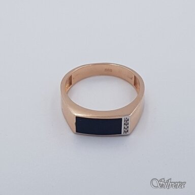 Auksinis žiedas su emaliu ir cirkoniais AZ539; 21 mm Auksinis žiedas su emaliu ir cirkoniais AZ539; 21 mm