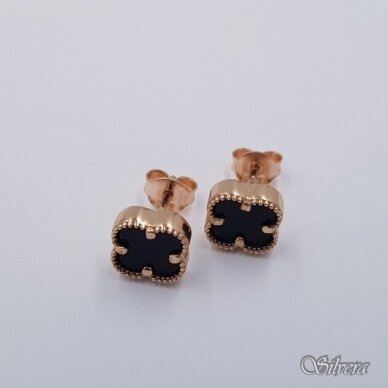 Auksiniai auskarai su oniksu AE368