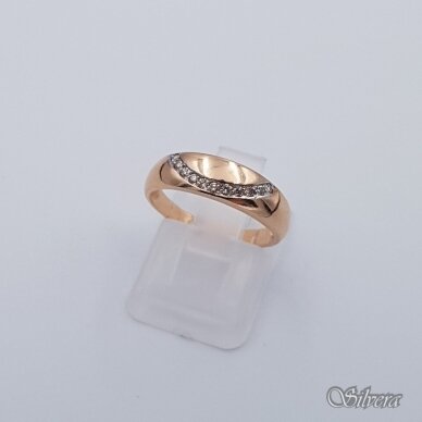 Auksinis žiedas su cirkoniais AZ215; 16 mm