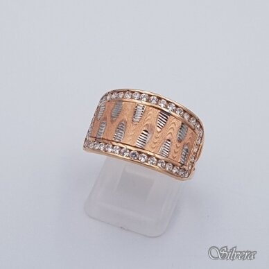 Auksinis žiedas su cirkoniais AZ393; 18 mm