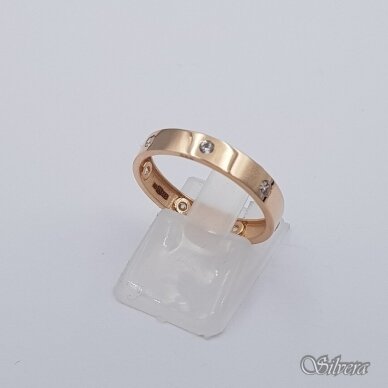 Auksinis žiedas su cirkoniais AZ640; 16,5 mm