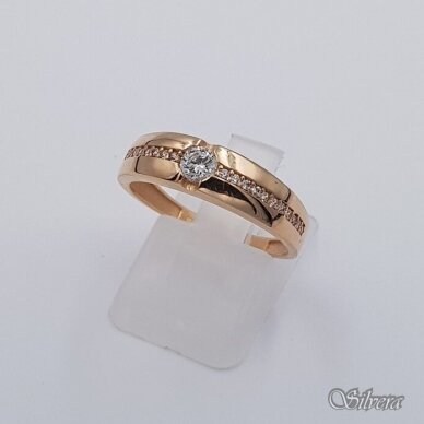 Auksinis žiedas su cirkoniais AZ655; 19 mm