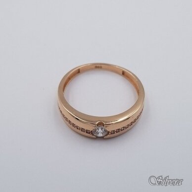 Auksinis žiedas su cirkoniais AZ655; 19 mm 1