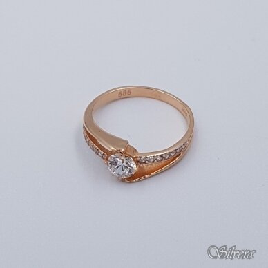 Auksinis žiedas su cirkoniais AZ69; 17mm 1