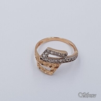 Auksinis žiedas su cirkoniais AZ76; 17 mm
