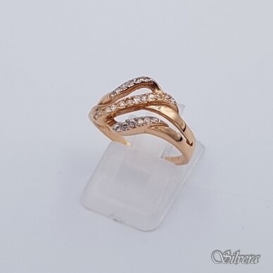 Auksinis žiedas su cirkoniais AZ99; 17,5 mm