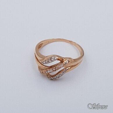 Auksinis žiedas su cirkoniais AZ99; 17,5 mm 1