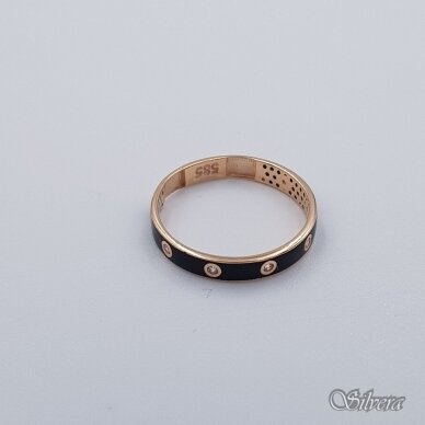Auksinis žiedas su emaliu ir cirkoniais AZ580; 18,5 mm 1