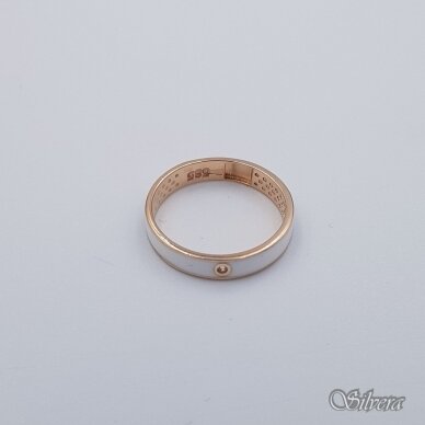 Auksinis žiedas su emaliu ir cirkoniu AZ582; 16 mm