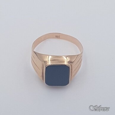 Auksinis žiedas su oniksu AZ484; 22,5 mm 1