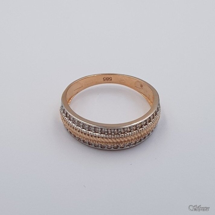 Auksinis žiedas su cirkoniais AZ721; 18,5 mm 1 Auksinis žiedas su cirkoniais AZ721; 18,5 mm 1