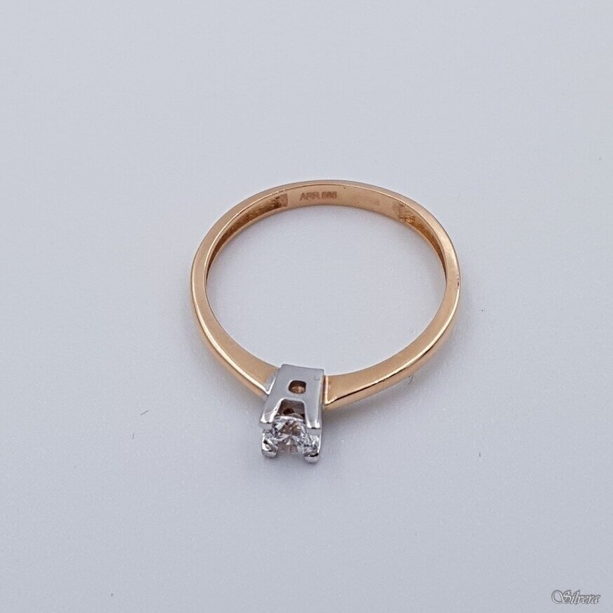 Auksinis žiedas su cirkoniu AZ109; 17,5 mm 1 Auksinis žiedas su cirkoniu AZ109; 17,5 mm 1