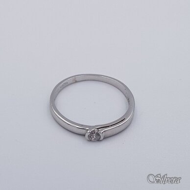 Balto aukso žiedas su cirkoniu AZ603; 18,5 mm