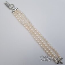 Kultivuotų perlų apyrankė su sidabro detalėmis FNW17; 19 cm