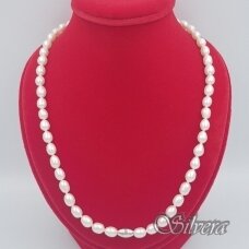 Kultivuotų perlų vėrinys su sidabro detalėmis 224-88; 42-45 cm