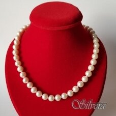 Kultivuotų perlų vėrinys su sidabro detalėmis FARW685; 50-54 cm