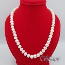 Kultivuotų perlų vėrinys su sidabro detalėmis FBW39; 40 cm