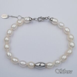 Kultivuotų perlų apyrankė su sidabro detalėmis 222-88B; 17-21 cm