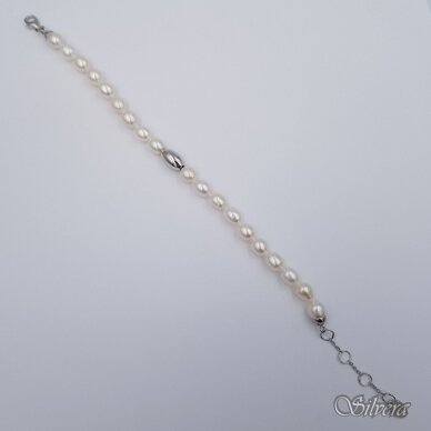 Kultivuotų perlų apyrankė su sidabro detalėmis 222-88B; 17-21 cm 1