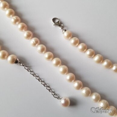 Kultivuotų perlų vėrinys su sidabro detalėmis FARW685; 50-54 cm
