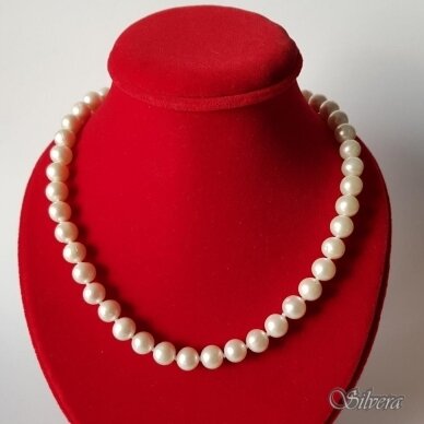 Kultivuotų perlų vėrinys su sidabro detalėmis FARW685; 50-54 cm 1