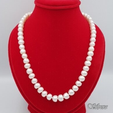 Kultivuotų perlų vėrinys su sidabro detalėmis FBW39; 40 cm 1