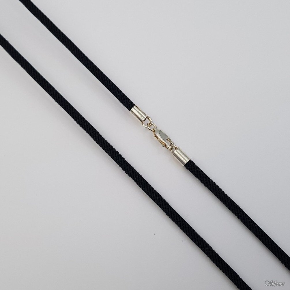 Šilkinė virvutė su sidabro detalėmis GS04; 45 cm Šilkinė virvutė su sidabro detalėmis GS04; 45 cm
