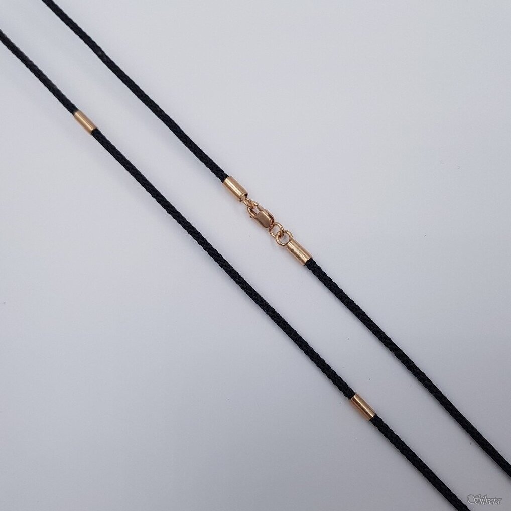 Zīda aukla ar apzeltītām sudraba detaļām GS05; 40 cm Zīda aukla ar apzeltītām sudraba detaļām GS05; 40 cm