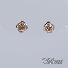 Sidabriniai auskarai su aukso detalėmis ir cirkoniu Au9024