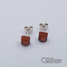 Sidabriniai auskarai su saulės smėlio akmeniu Au2422