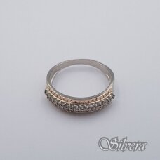 Sidabrinis žiedas su aukso ddetalėmis ir cirkoniais Z0004; 19 mm