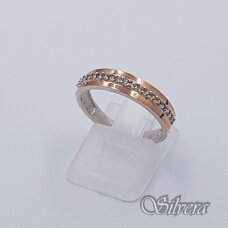 Sidabrinis žiedas su aukso detalėmis ir cirkoniais Z1516; 18,5 mm