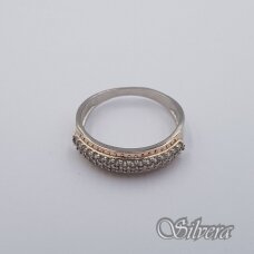 Sidabrinis žiedas su aukso detalėmis ir cirkoniais Z0004; 18,5 mm