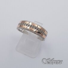 Sidabrinis žiedas su aukso detalėmis ir cirkoniais Z0005; 17,5 mm