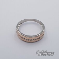 Sidabrinis žiedas su aukso detalėmis ir cirkoniais Z0005; 18,5 mm