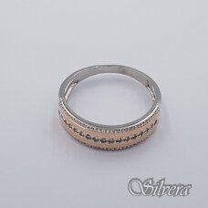 Sidabrinis žiedas su aukso detalėmis ir cirkoniais Z0005; 20 mm