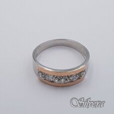 Sidabrinis žiedas su aukso detalėmis ir cirkoniais Z0011; 19 mm