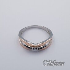 Sidabrinis žiedas su aukso detalėmis ir cirkoniais Z0096; 17,5 mm