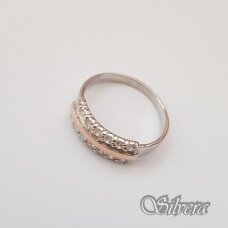 Sidabrinis žiedas su aukso detalėmis ir cirkoniais Z1255; 19,5 mm