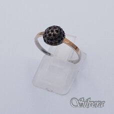 Sidabrinis žiedas su aukso detalėmis ir cirkoniais Z1457; 18,5 mm