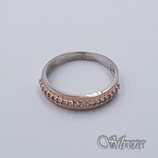 Sidabrinis žiedas su aukso detalėmis ir cirkoniais Z1516; 18 mm