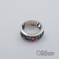 Sidabrinis žiedas su aukso detalėmis ir cirkoniais Z1632; 18 mm