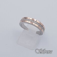 Sidabrinis žiedas su aukso detalėmis ir cirkoniais Z1749; 17,5 mm
