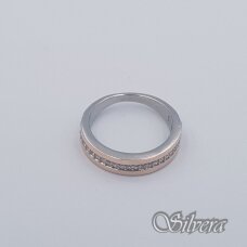 Sidabrinis žiedas su aukso detalėmis ir cirkoniais Z1749; 19,5 mm