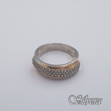 Sidabrinis žiedas su aukso detalėmis ir cirkoniais Z1939; 18,5 mm
