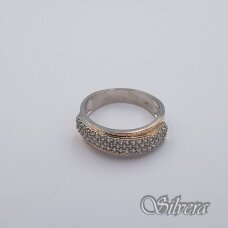 Sidabrinis žiedas su aukso detalėmis ir cirkoniais Z1939; 19 mm