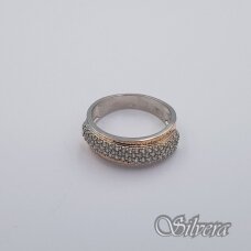 Sidabrinis žiedas su aukso detalėmis ir cirkoniais Z1939; 19,5 mm
