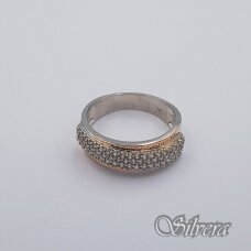 Sidabrinis žiedas su aukso detalėmis ir cirkoniais Z1939; 20,5 mm